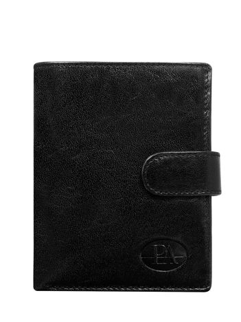 Czarny skórzany portfel męski zapinany na napę