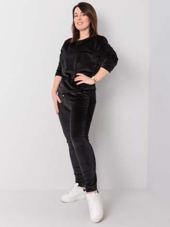 Czarny welurowy komplet plus size Jeanne