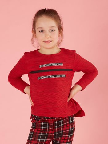Czerwona bluzka dla dziewczynki z diamencikami
