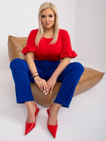 Czerwona bluzka plus size z bawełny Yareli