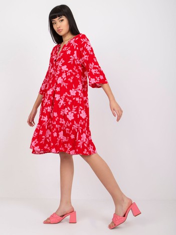 Czerwona sukienka w kwiaty Pola SUBLEVEL 