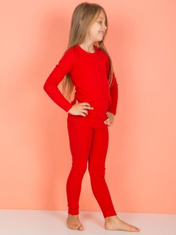 Czerwone gładkie legginsy dla dziewczynki