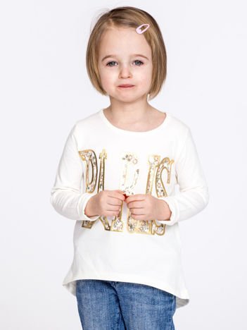 Ecru bawełniana bluzka dziewczęca z napisem PARIS