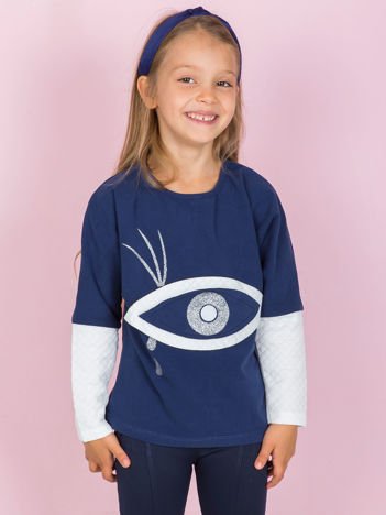 Granatowa bluza dla dziewczynki z aplikacją