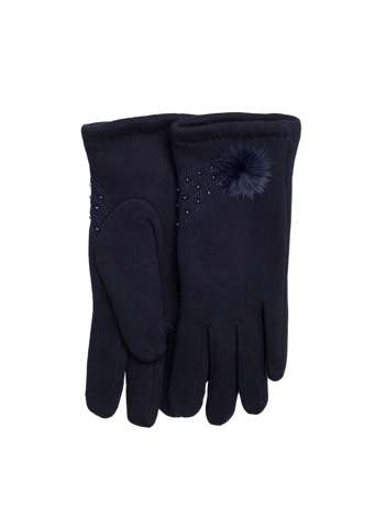 Granatowe rękawiczki zimowe z aplikacją
