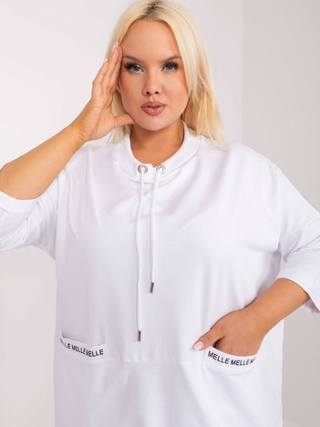 Hurt Biała casualowa bluzka plus size z bawełny 