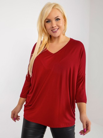 Hurt Bordowa codzienna bluzka plus size basic z wiskozy