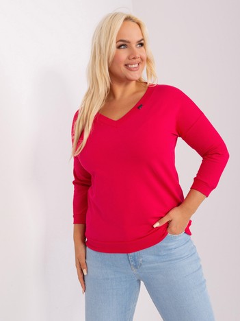 Hurt Czerwona bluzka plus size basic ze ściągaczem