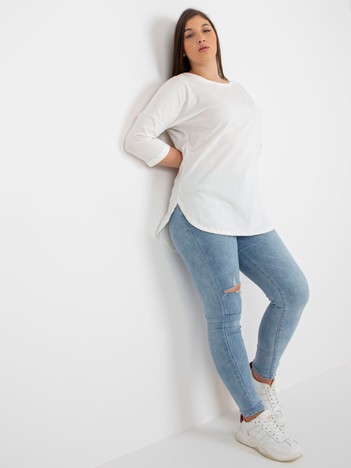 Hurt Ecru dłuższa bluzka plus size basic z bawełny 