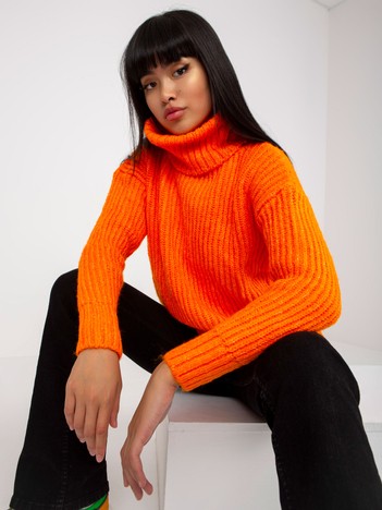 Hurt Fluo pomarańczowy gruby sweter z golfem Neva RUE PARIS 