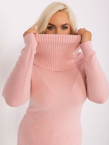 Hurt Jasnoróżowy sweter plus size ze ściągaczami  