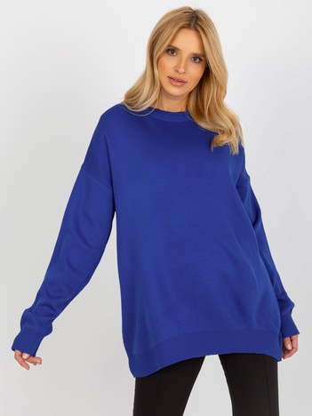Hurt Kobaltowy damski sweter oversize z dodatkiem wełny 