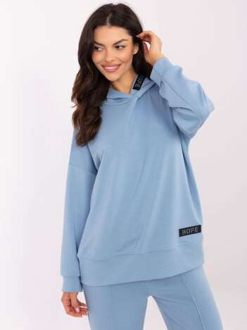 Hurt Niebieska damska bluza hoodie z naszywkami 