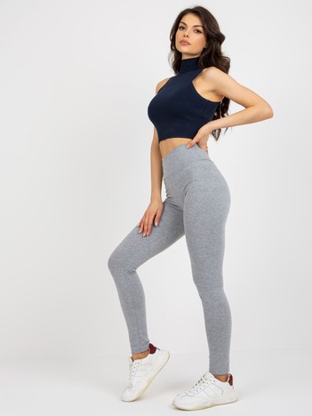 Hurt Szare dopasowane legginsy basic z kopertową talią 