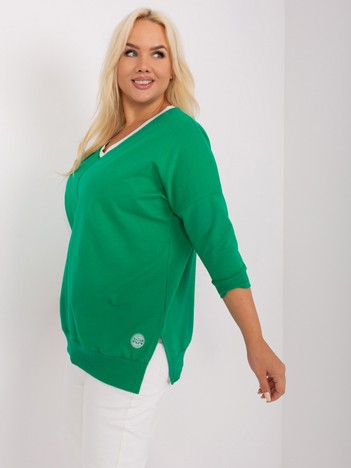 Hurt Zielona bluzka plus size z rękawem 3/4