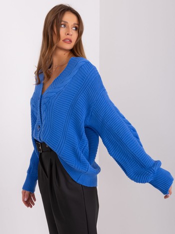 Hurtownia Ciemnoniebieski sweter damski z guzkami RUE PARIS