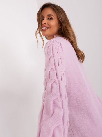 Hurtownia Jasnofioletowy damski sweter z warkoczami