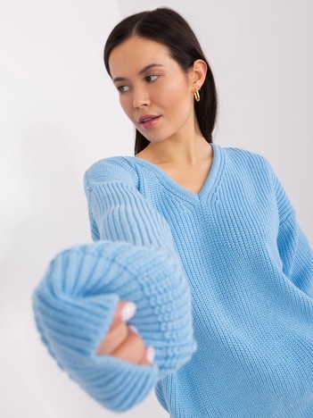 Hurtownia Jasnoniebieski damski sweter oversize