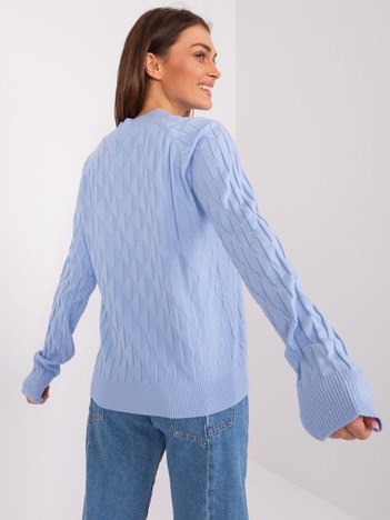 Hurtownia Jasnoniebieski sweter klasyczny z bawełną