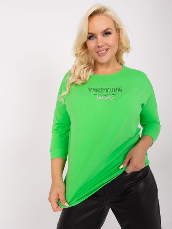 Hurtownia Jasnozielona casualowa bluzka damska plus size