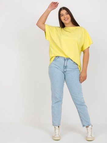 Hurtownia Jasnożółty t-shirt basic plus size z bawełny