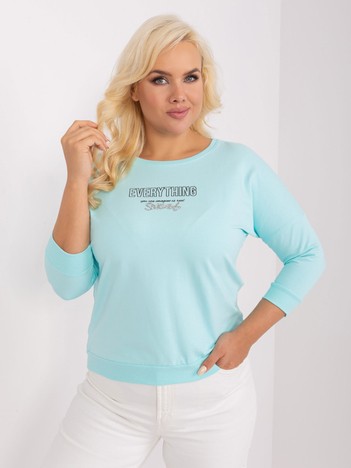 Hurtownia Miętowa bluzka plus size z rękawem 3/4