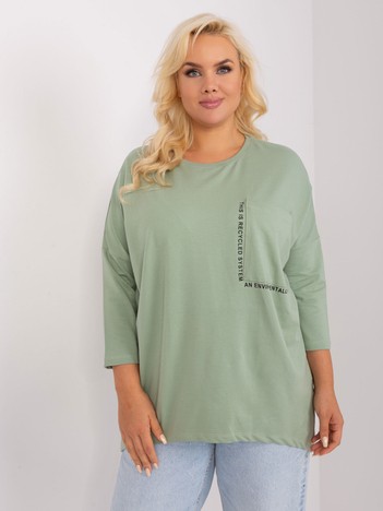 Hurtownia Pistacjowa bluzka plus size z bawełny