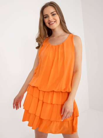 Hurtownia Pomarańczowa sukienka z falbanami OCH BELLA