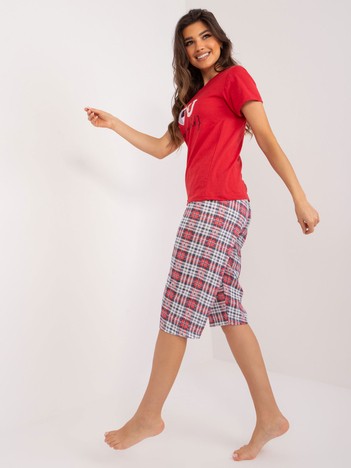 Hurtownia online Czerwona damska piżama z napisami