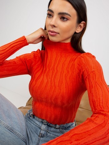 Hurtownia online Pomarańczowy krótki sweter z wiskozą