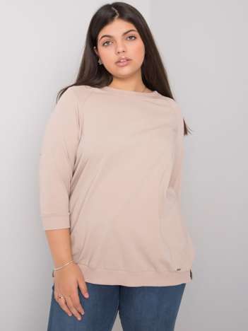 Jasnobeżowa bluzka plus size z bawełny Emma 