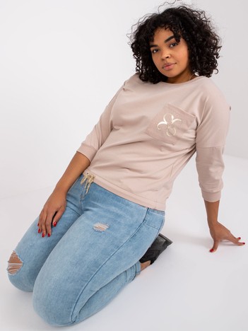 Jasnobeżowa bluzka plus size z bawełny Vivianne 