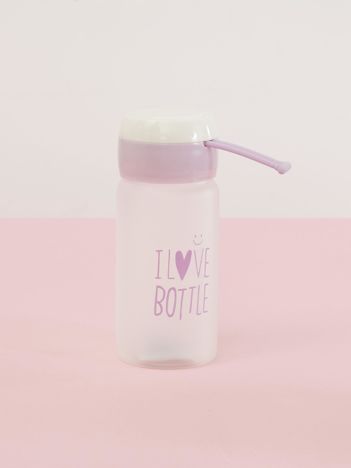 Jasnofioletowa ekologiczna butelka bidon z napisem