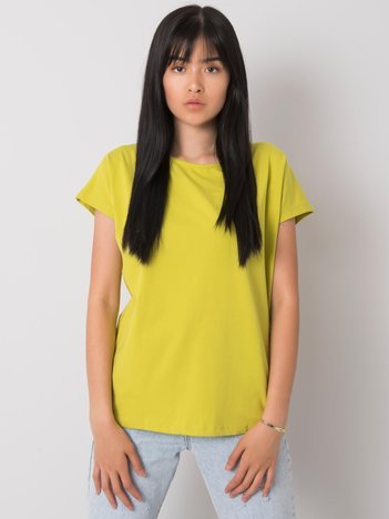 Limonkowy t-shirt jednokolorowy Nadia