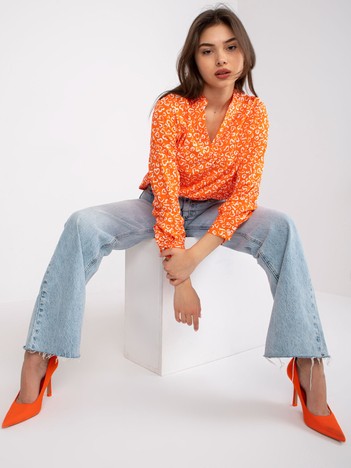 Pomarańczowa luźna bluzka z nadrukiem Inesa