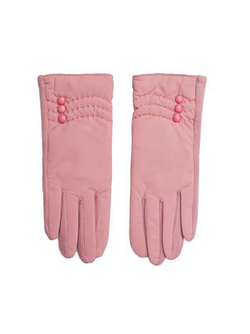 Różowe rękawiczki zimowe z guzikami