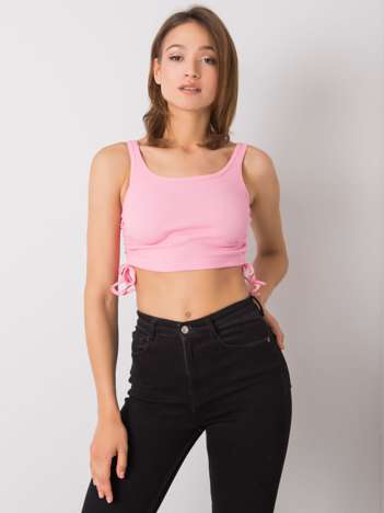 Różowy crop top ze ściągaczami Loretta RUE PARIS