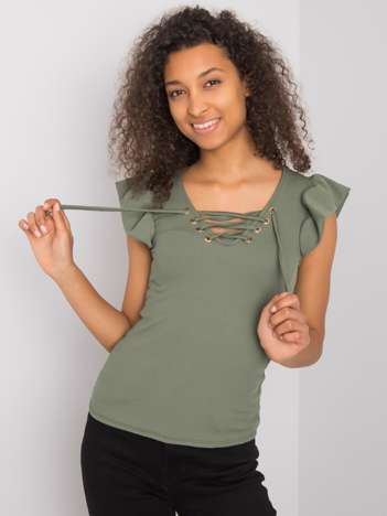 Zielona bluzka ze sznurowaniem Waverly