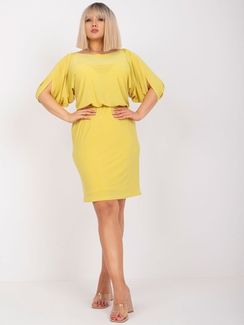 Żółta sukienka plus size z luźnymi rękawami Tianna 