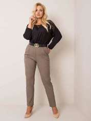 Brązowe spodnie plus size Mariah RUE PARIS