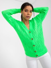 Fluo zielony ażurowy rozpinany sweter Gregoire RUE PARIS