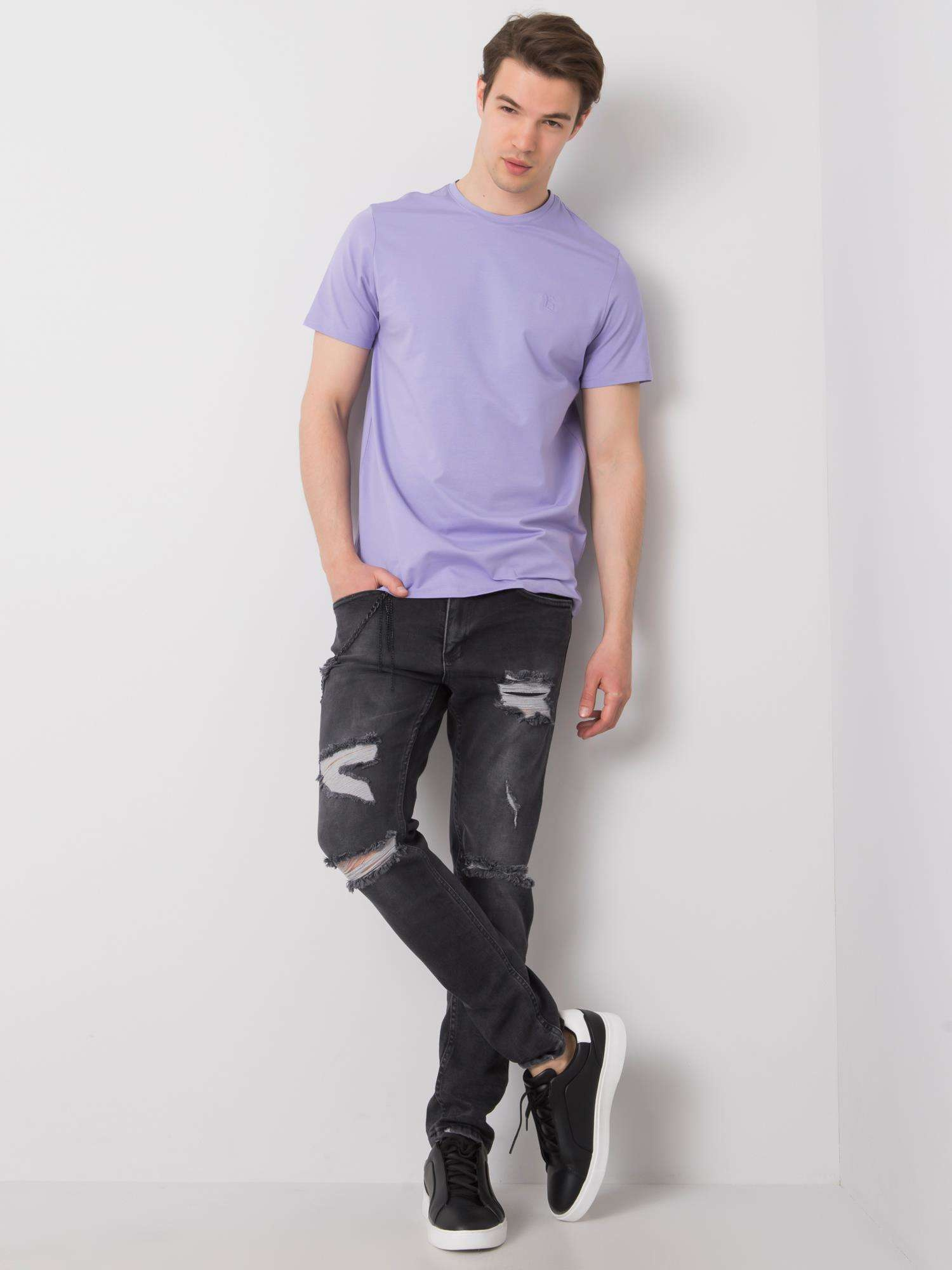 Hurtownia Czarne spodnie jeansowe męskie z dziurami Blake