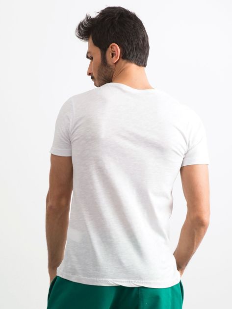 Bawełniany t-shirt męski biały
                             zdj. 
                            2