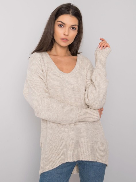 Beżowy sweter z łańcuszkiem Vermillion RUE PARIS
                             zdj. 
                            1