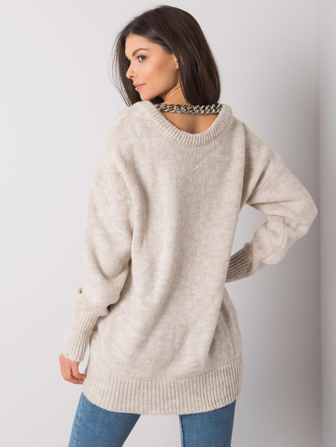 Beżowy sweter z łańcuszkiem Vermillion RUE PARIS
                             zdj. 
                            2