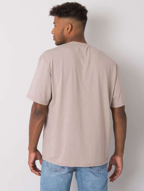 Beżowy t-shirt męski bawełniany Archer LIWALI
                             zdj. 
                            2