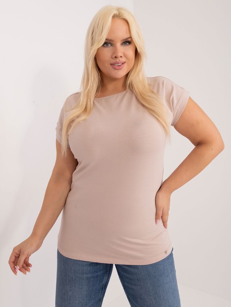 Beżowy t-shirt plus size Leanne