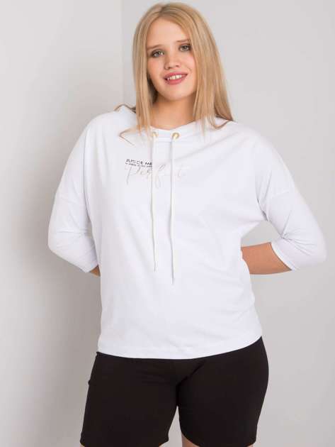 Biała bluzka plus size z troczkami Arlena
                             zdj. 
                            1