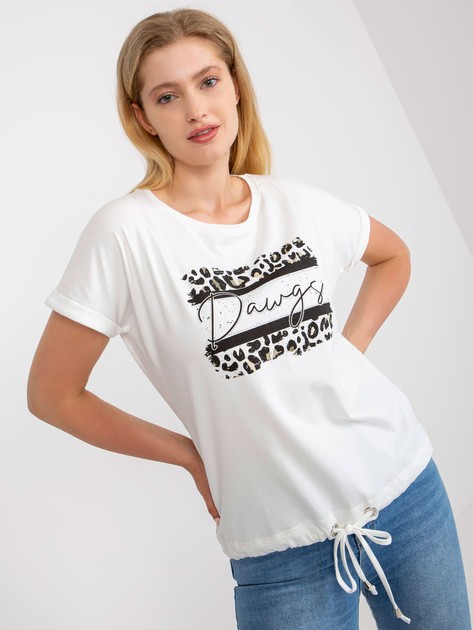 Biały bawełniany t-shirt plus size z okrągłym dekoltem 