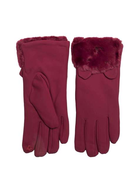 Bordowe damskie rękawiczki ocieplane
                             zdj. 
                            2